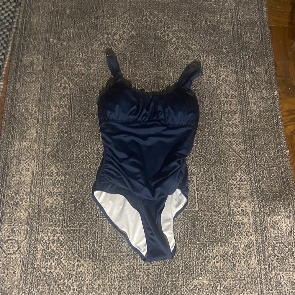 Elegant Navy Blue Women's One Piece Swimsuit